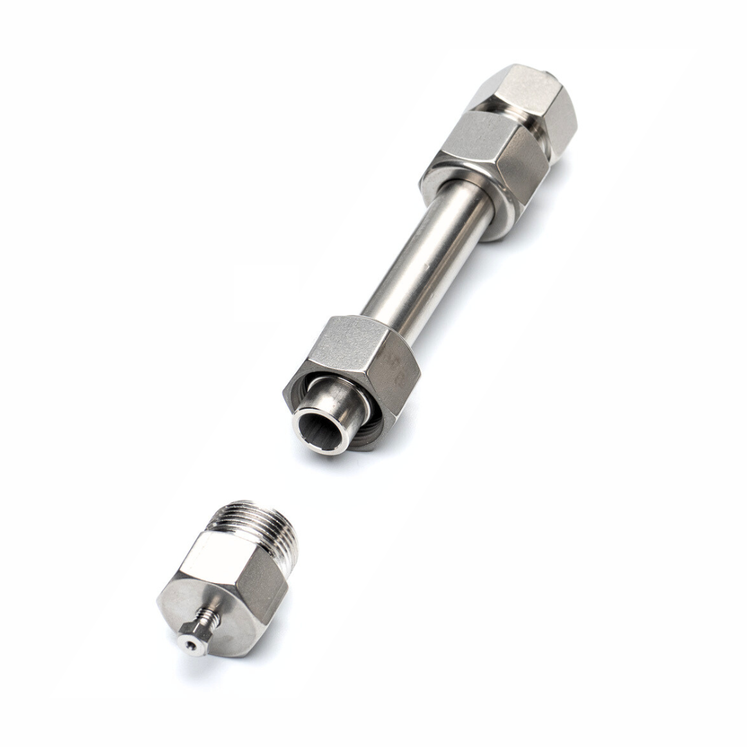 Metal metal sealed cartridge for the Phoenix Flow Reactor, on a white background.