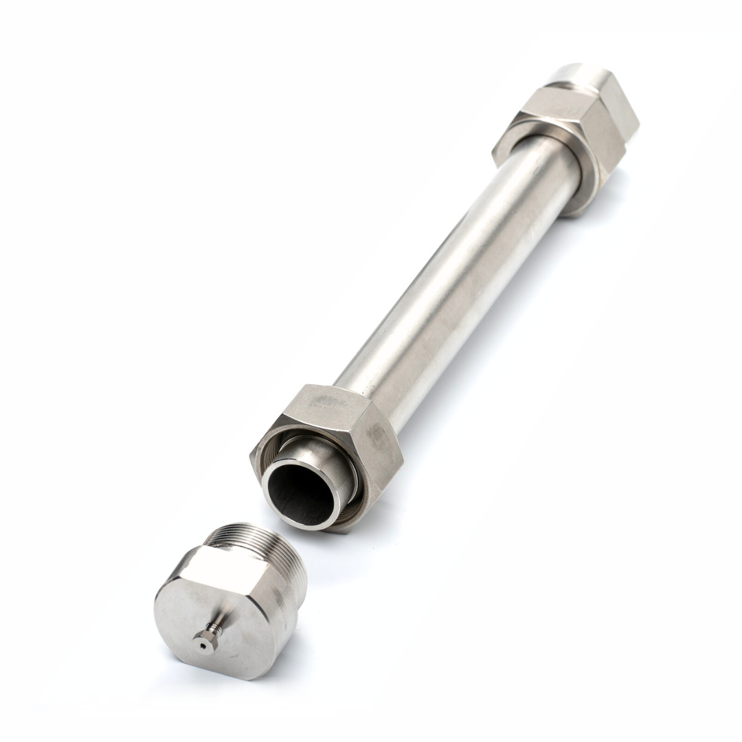 Metal cartridge for the Phoenix Flow Reactor, on a white background