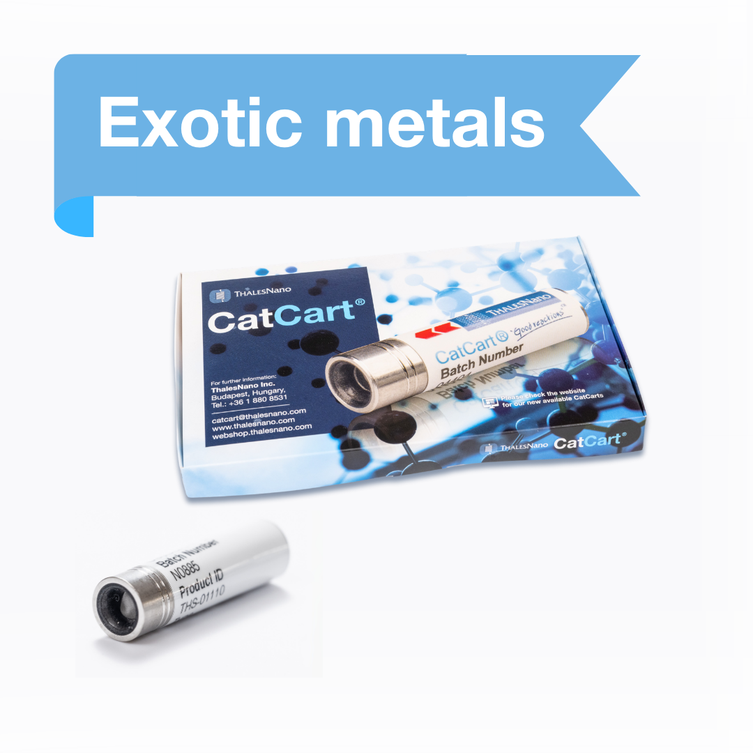 CatCart product with 'Exotic metals' text on a blue banner